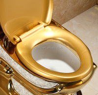 WC de luxe doré de qualité supérieure, production d'usine, à poser au sol, sanitaire, WC en deux pièces pour salle de bain