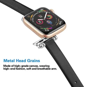 Nouveauté - Bracelet de montre en cuir élégant pour Apple Watch S10 1146mm Ultra 49mm 44mm - Bracelet de montre en cuir véritable fin pour femmes - Product Image 6