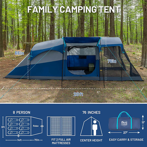 <span class=keywords><strong>Tente</strong></span> de camping familiale HOMFUL pour <span class=keywords><strong>8</strong></span> <span class=keywords><strong>personnes</strong></span> avec espace de séjour, double couche, imperméable, résistante aux intempéries, grande <span class=keywords><strong>tente</strong></span> <span class=keywords><strong>tunnel</strong></span> - Product Image 2