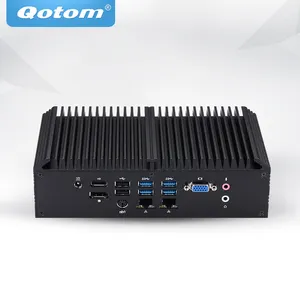 Qotom 6 RS232 COM 6 USB 2 RJ45 2.5G LAN Mini PC Lõi 10 I7 10710U Linux Máy POS Không Quạt Công Nghiệp Máy Tính Mini Pc