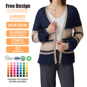 Suéter de Punto a Rayas para Mujer, Talla Europea, Estilo Vintage, Otoño Invierno, Lujoso, Manga Larga, Cárdigan de Mohair - Product Image 2
