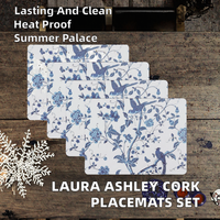 Sets de table rectangulaires Laura Ashley 16x12 pouces pour cuisine et salle à manger, résistants à la chaleur, durables, faciles à nettoyer, lot de 4, Summer Palace Made