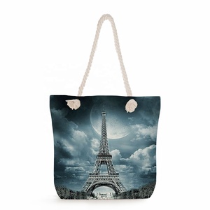 Bolsas de Playa Personalizadas con Estampado de la Torre Eiffel, Lindas y con Dibujos Animados, Venta al Por Mayor de Fábrica - Product Image 5
