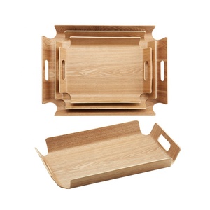 Bán Buôn Cong Gỗ Liễu Óc Chó Ván Ép Khay Tre Phục Vụ Khay Xử Lý Sơn Mài Cho Phòng Tắm Bữa Ăn Tối Tấm Khay Gỗ - Product Image 1