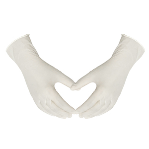 Gants en latex jetables blancs lisses, sans poudre, 5 MIL, usage général, 24 CM, bord coupé, fabriqués en Malaisie - Product Image 2