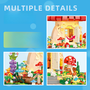 Jie Star JJ9185 Magique <span class=keywords><strong>Village</strong></span> Architecture Creative Enfants Jardin Champignon Fée Maison Modèle Bricolage Led Lumière Blocs de Construction Ensembles - Product Image 3