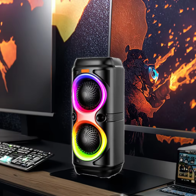 Portable USB DC Powered Plastic Gaming Speaker Amplifiers with RGB LED Lighting for Gamers