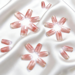 <span class=keywords><strong>Uñas</strong></span> Postizas Color Rosa Nude <span class=keywords><strong>con</strong></span> Degradado Ombre, Purpurina Dorada, Punta Francesa, <span class=keywords><strong>Uñas</strong></span> Postizas Reutilizables, <span class=keywords><strong>Uñas</strong></span> Falsas Cuadradas Cortas para Chicas - Product Image 3