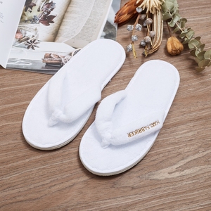 Chất lượng cao bán buôn biểu tượng tùy chỉnh phòng ngủ phòng tắm san hô nhung Có thể giặt Dép hãng hàng không Spa <span class=keywords><strong>Flip</strong></span> Flop khách sạn dép - Product Image 3