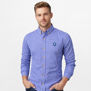 Nuova <span class=keywords><strong>Camicia</strong></span> Personalizzata con Logo, Formale da <span class=keywords><strong>Uomo</strong></span> <span class=keywords><strong>a</strong></span> Maniche Lunghe, <span class=keywords><strong>a</strong></span> <span class=keywords><strong>Righe</strong></span> <span class=keywords><strong>Blu</strong></span> <span class=keywords><strong>e</strong></span> Bianche, <span class=keywords><strong>a</strong></span> Quadretti Gingham, con Bottoni, Taglie Forti, Casual - Product Image 4