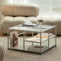 Table basse modulaire en acier inoxydable à double couche, moderne, simple et personnalisable, pour l'utilisation dans le salon