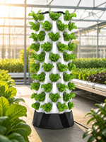 Système hydroponique en tour à 10 niveaux, jardinière verticale avec pompe pour la culture de légumes, herbes et micro-légumes en serre