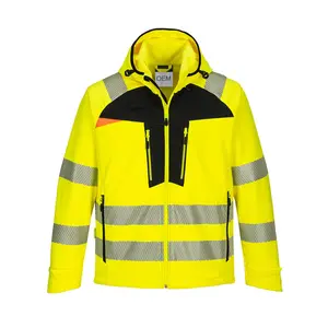 Raglan Sleeve HI-VIS Jacket Reflective Work Windproof Construction Zipper Protector Flap Safety Jacket With Pockets