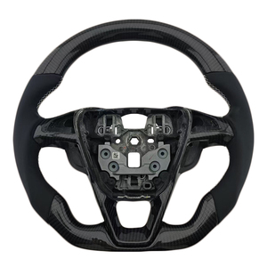 Volant de voiture en fibre de carbone et cuir lisse avec bande blanche, populaire pour Ford Mondeo - Product Image 1