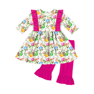 Bella bunny stampe di pasqua per bambini abbigliamento per bambini vestito delle ragazze copre gli insiemi età 2-14 anni di età del bambino del commercio all'ingrosso abiti in yiwu - Product Image 2