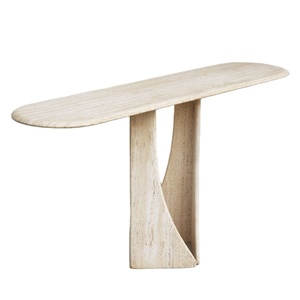 Sang Trọng La Mã Travertine Bảng Phòng Khách Dài Kem Bất Đá Top Cao Chân Accent Hành Lang Đá Cẩm Thạch Nhập Bảng Điều Khiển - Product Image 1