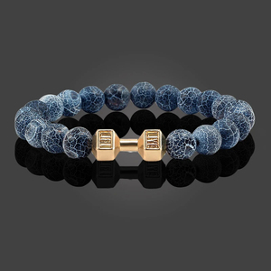 Natural Volcanic Stone <b>Bracelet</b> <b>Men</b> Matte Black Lave White <b>Beads</b> Charm Dumbbell Strand <b>Bracelets</b> Women Fitness Jewelry - Product Image 2