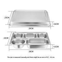 Plateau de service personnalisé avec logo, nouveau modèle, 28*22*6cm, durabilité, acier inoxydable 304, SUS304, plateau alimentaire, boîte à lunch