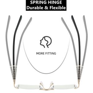 Lunettes sans monture de haute qualité pour hommes, anti-lumière bleue, alliage rectangulaire, bleu or, rétro, 2026, fabricant Qingqing, Chine - Product Image 3