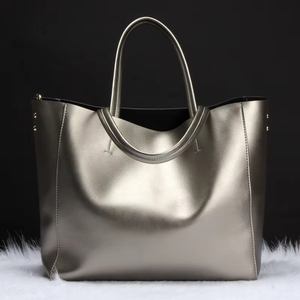 Bolsos Tote de Cuero Genuino Clásico de Alta Calidad para Mujer, Bolsos de Mano Grandes para Dama con Cierre Abierto - Product Image 3