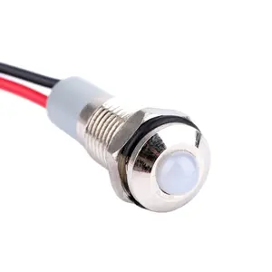 8mm topu kafa uyarı Dash kurulu 3V 5V 6V 12V 24V 36V 48V V 110V 220V Led gösterge ışığı ile 150mm kablolu kurşun