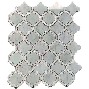 ערבסק פגז אמא של אריח פנינת לערבב פנס לבן Waterjet השיש פסיפס - Product Image 5