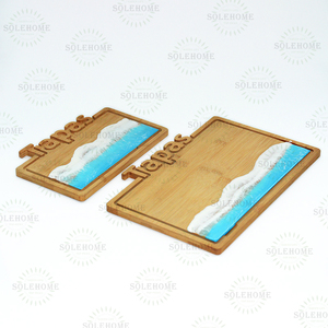 <span class=keywords><strong>Planche</strong></span> à <span class=keywords><strong>tapas</strong></span> en résine de bambou de taille personnalisée avec plateau de service élégant au design de vague océanique pour un divertissement élégant - Product Image 2