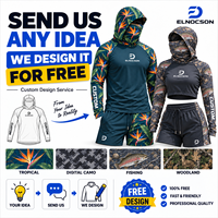 Ensemble de chemises de pêche à manches longues à capuche en polyester, anti-UV UPF50+, anti-humidité, avec logo personnalisé par sublimation