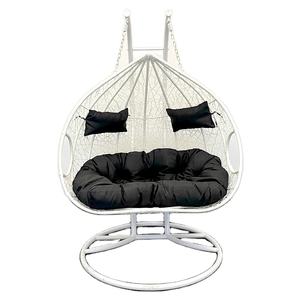 Columpio doble colgante de ratán para Patio, mueble plegable de mimbre con soporte de Metal, para exteriores y jardín - Product Image 1