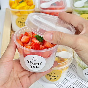 Vente en gros de gobelets à mousse ronds de 220 ml avec cuillère, récipient en plastique transparent PET pour dessert, gâteau, <span class=keywords><strong>yaourt</strong></span> - Product Image 6