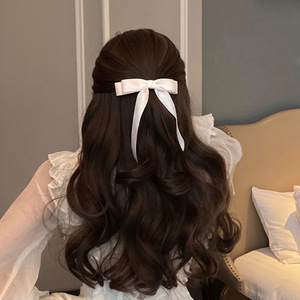 Klip rambut kupu-kupu pita mode penjualan populer pita warna polos jepit rambut busur ekor panjang - Product Image 1