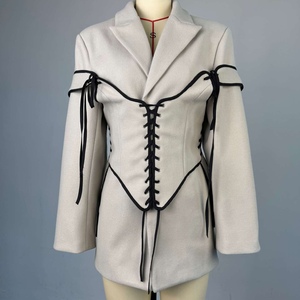 2026 OuYaan <strong>Women's</strong> New Commuter Suit Collar Long Sleeve <strong>Tweed</strong> Jacket Tie <strong>Waistcoat</strong> 2 Piece Set - Product Image 3