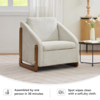 Fauteuil en tissu chenille capitonné avec cadre latéral en bois, siège et dossier rembourrés, élément décoratif élégant pour la maison, le bureau, le bar, les loisirs