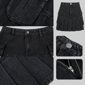Jeans Mini <b>Skirt</b> <b>Goth</b> Denim Pleated <b>Skirts</b> with Big Pockets Women Girl Summer Punk Black Faldas High Waist Korean Fashion - Product Image 5