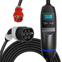 Nouveau chargeur rapide intelligent pour véhicules électriques Khons 32A 3 phases 22kW 380V avec minuterie, écran OLED et RCD Type 2 réglable 6A-32A