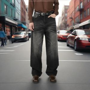 Fabricant de pantalons en jean pour hommes amples et personnalisés, jeans vintage délavés surdimensionnés, streetwear de haute qualité, jeans amples en denim - Product Image 1