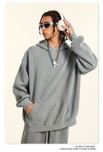 Sudadera con Capucha Blanca Extra Grande Unisex de Primavera con Diseño de Botones en Relieve Personalizados de Alta Calidad - Product Image 5