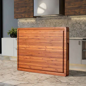 Planche à découper en bois de bloc de boucher en bambou écologique pour la cuisine avec poignées latérales rainures de jus pour le service de charcuterie de fromage - Product Image 1