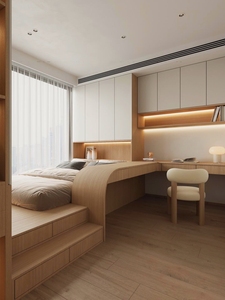 <span class=keywords><strong>Lit</strong></span> Tatami sur Mesure avec Rangement Intégré, Bureau et Armoire Multifonctionnels en Bois Écologique pour Chambre d'Appartement Urbain Compact - Product Image 2