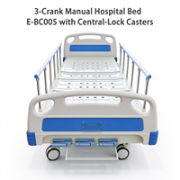 Lit d'hôpital manuel à 3 manivelles E-BC005, hauteur réglable, avec levage des pieds et du dossier, accessoires optionnels pour la tête et les pieds du lit en ABS