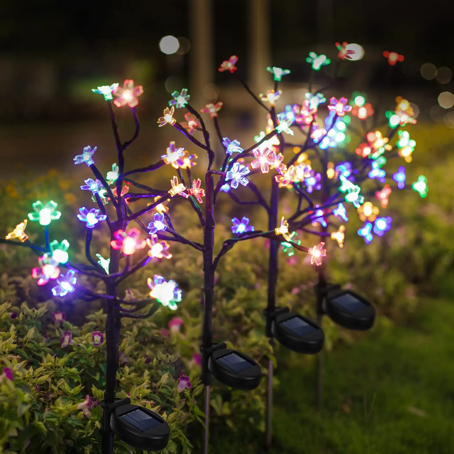 Outdoor Waterproof Fairy Garden Solar LED Flower Lights for Pathway Yard
