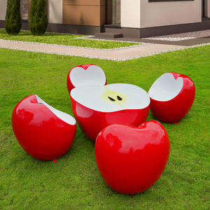 Ensemble de sièges modernes en fibre de verre, design fantaisie et durable, en forme de pomme, pour mobilier de jardin extérieur, idéal pour fermes, villas, parcs et cours. - Product Image 5