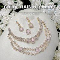 Ensemble de bijoux sophistiqué afghan minimaliste en alliage, collier et boucles d'oreilles, avec diamants, prix de gros direct usine