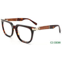 Nouvelles lunettes optiques carrées à monture complète en acétate, bois et métal pour hommes, motif uni, lunettes pour adultes, mode, usage quotidien