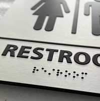Panneau WC en aluminium brossé avec signalisation tactile ADA en braille, lettrage 3D en relief, pour hommes et femmes, idéal pour hôtels, bureaux, centres commerciaux et salles de bain commerciales