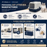 Litière pour chat extra large à ouverture supérieure avec côtés hauts anti-éclaboussures, toilette semi-fermée avec pelle pour grands chats