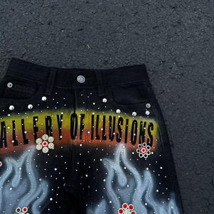 Noi due. <span class=keywords><strong>Shorts</strong></span> Duty-Free in <span class=keywords><strong>Denim</strong></span> stile retrò con strass antichi Jeans estivi a vita alta al ginocchio da uomo - Product Image 5