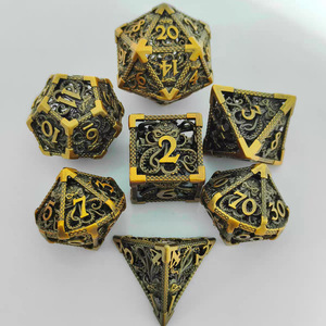 Lot de dés polyédriques personnalisés avec logo, 19 mm, noirs, pour jeux de table Dungeons and Dragons, ensemble de dés <span class=keywords><strong>RPG</strong></span>, ensemble de dés métalliques D&D - Product Image 2