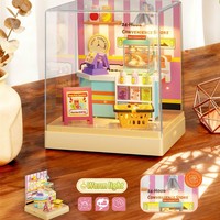 Decoración del Hogar, Casa en Miniatura para Manualidades, Rompecabezas 3D, Cabaña de Plástico, Cafetería, Tienda de Conveniencia, Bloques de Construcción de Modelos, 62 Piezas