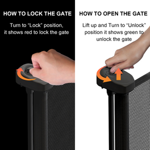 Barrière de sécurité pour bébé rétractable à montage mural, multifonctionnelle, à bouton-poussoir, en maille PVC, pliable - Product Image 3